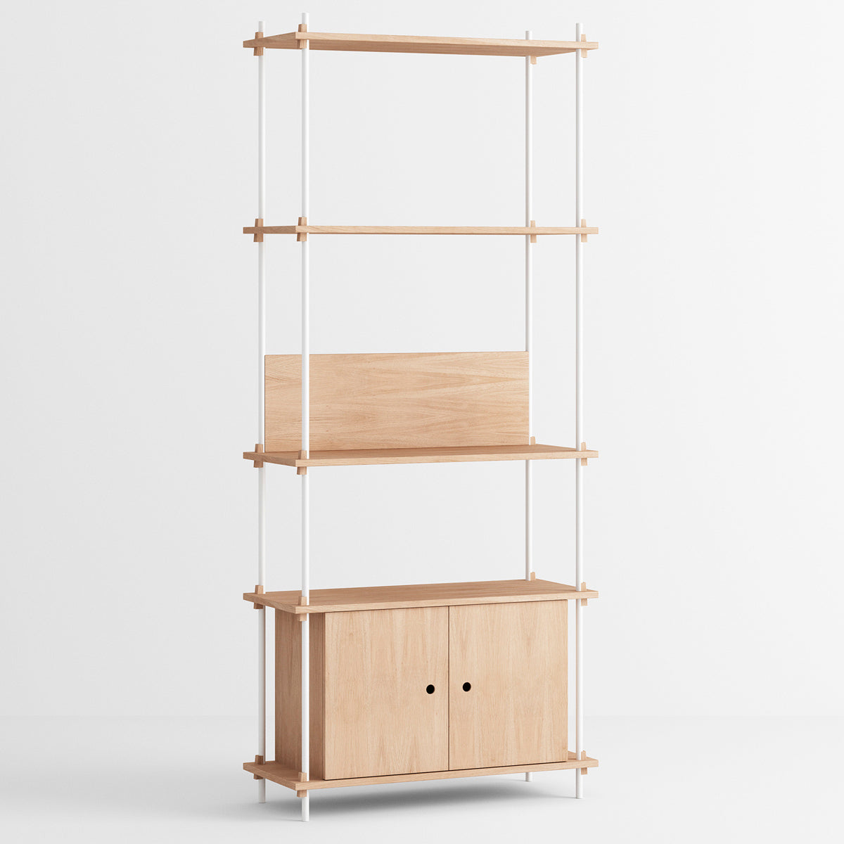 Shelving System Single H200 Shelf +Cabinet  White-Oak