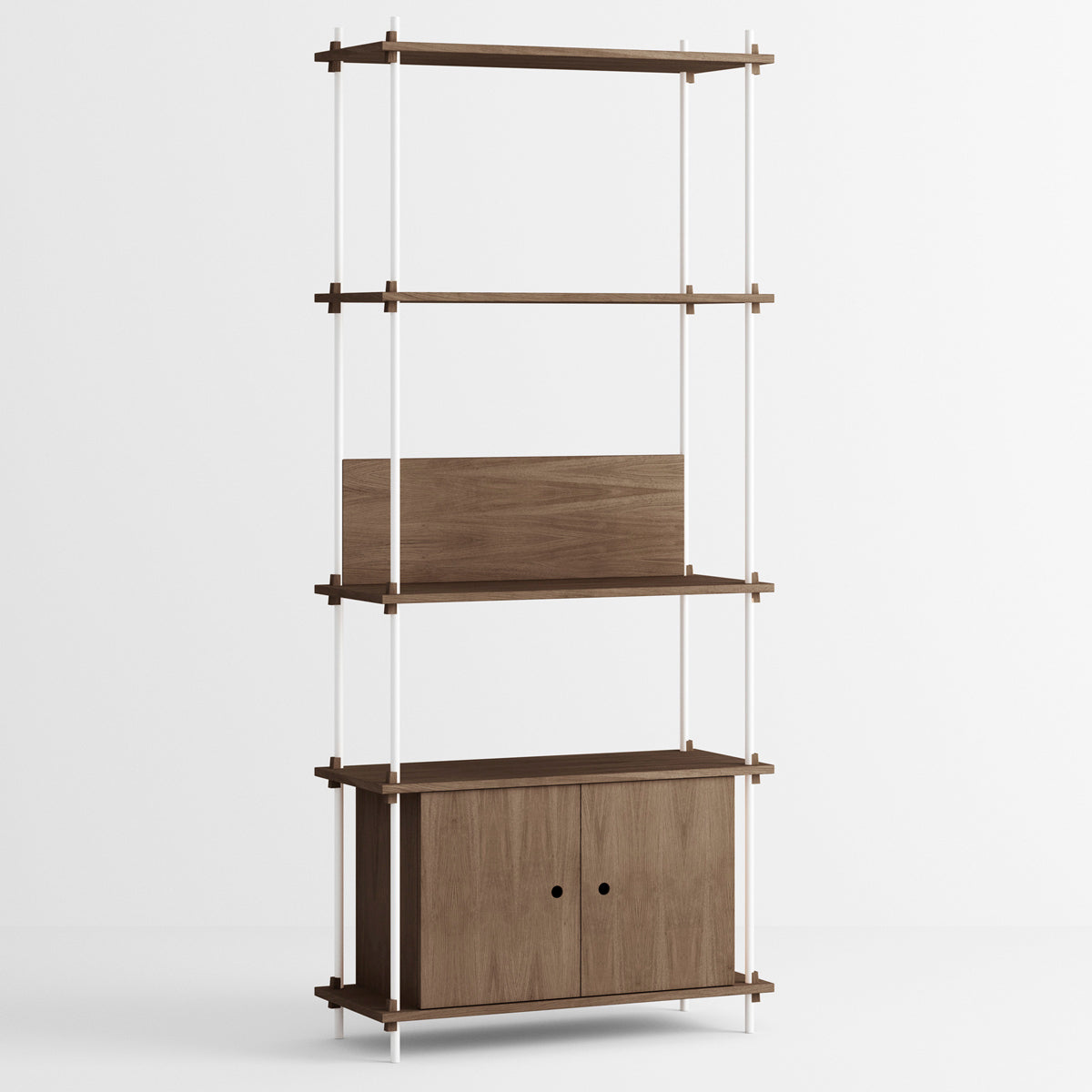 Shelving System Single H200 Shelf +Cabinet  White-Smoke Oak