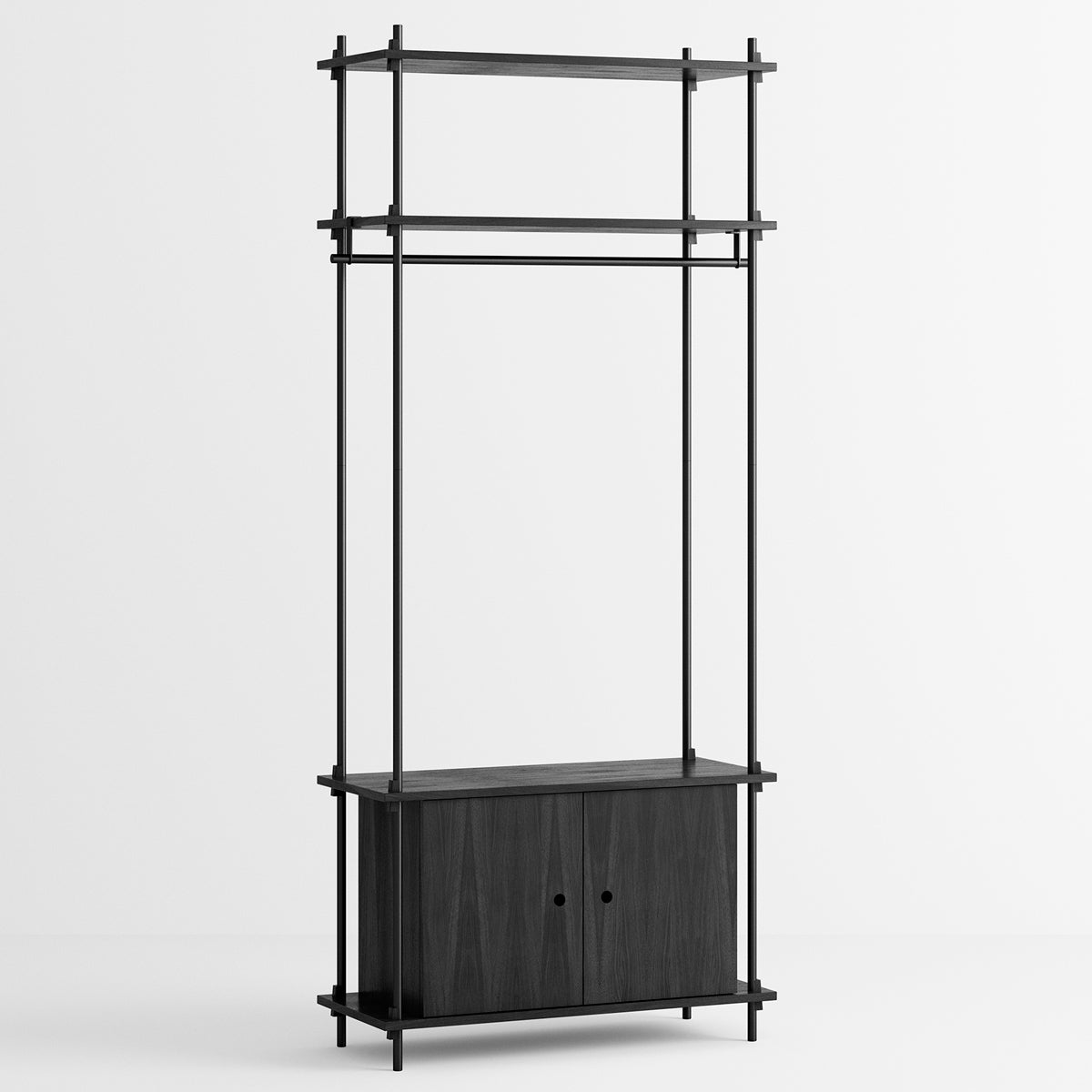 Shelving System Single H200 Wardrobe +Cabinet Black-Black