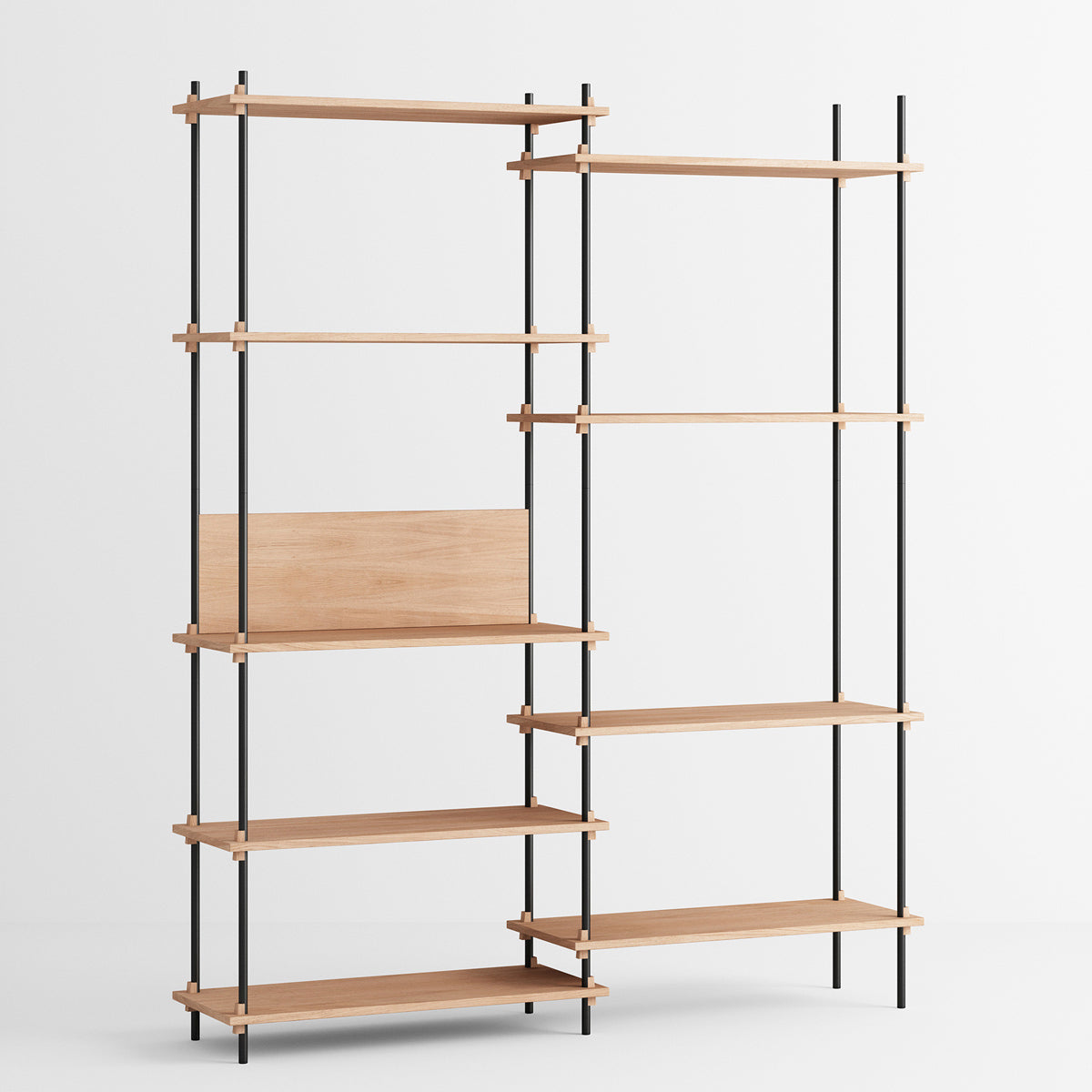 Shelving System Double H200 Shelf Black-Oak