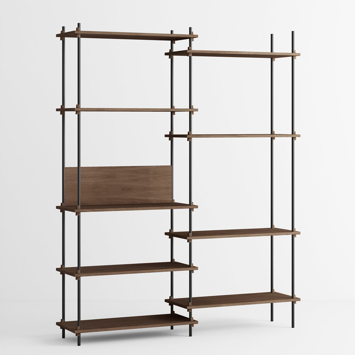 Shelving System Double H200 Shelf Black Smoke Oak