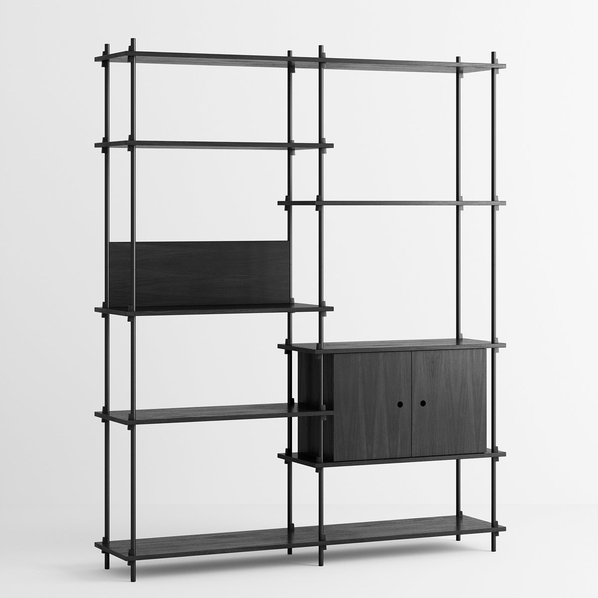 Shelving System Double H200 With Cabinet Shelf Black-Black