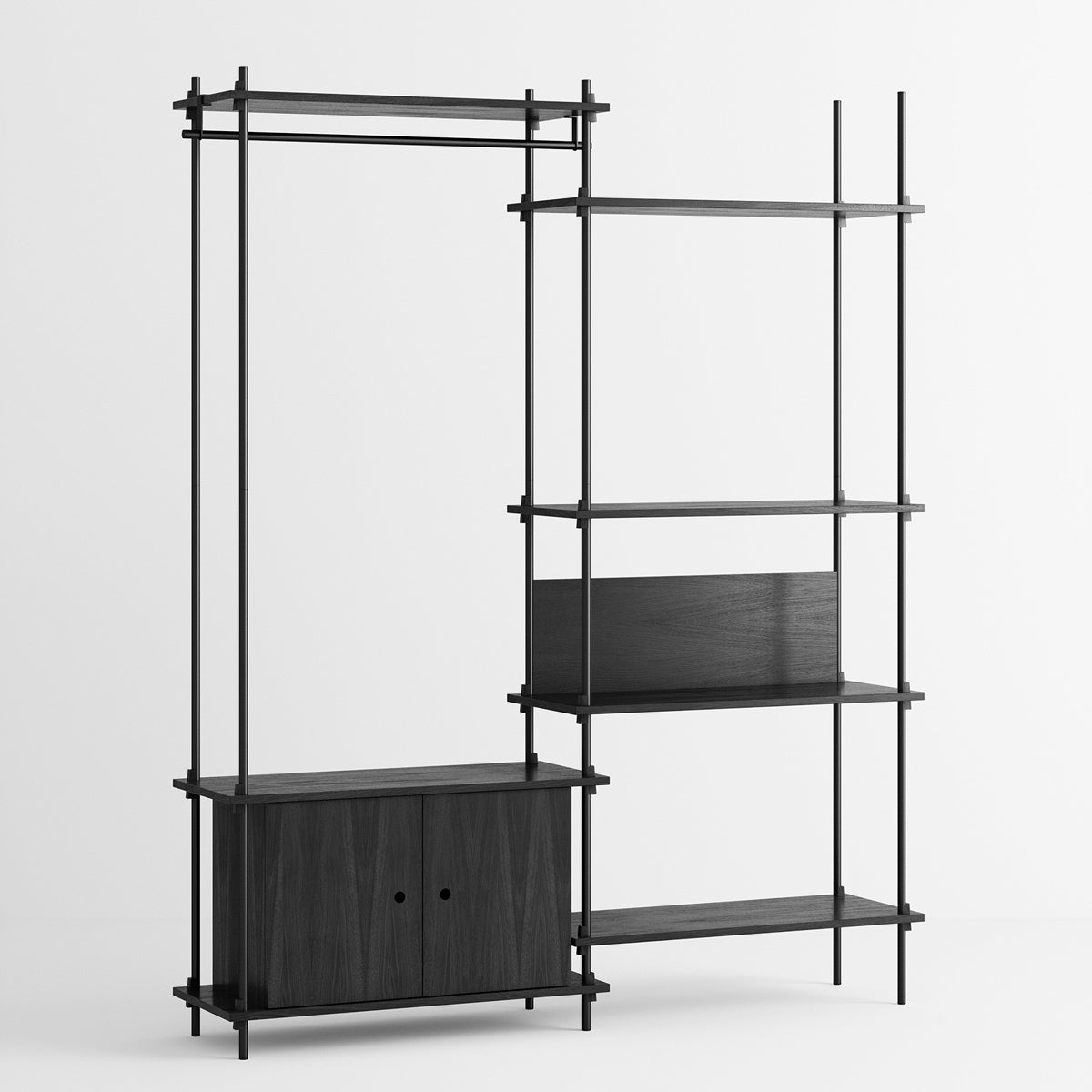 Shelving System Double H200 With Wardrobe Black-Black