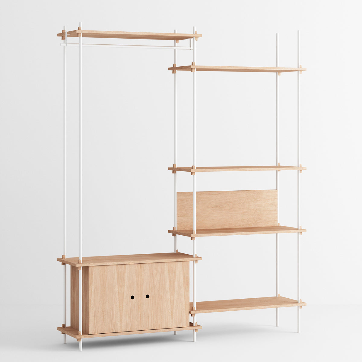 Shelving System Double H200 With Wardrobe White-Oak